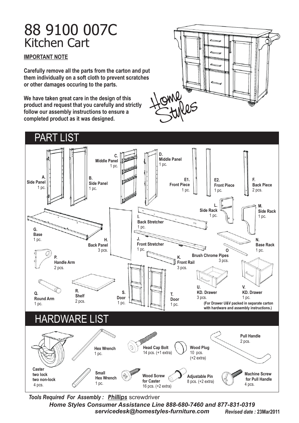 Home Styles 9100-1076G User Manual | 5 pages