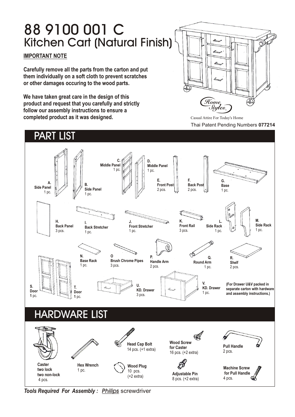 Home Styles 9100-1011 User Manual | 5 pages