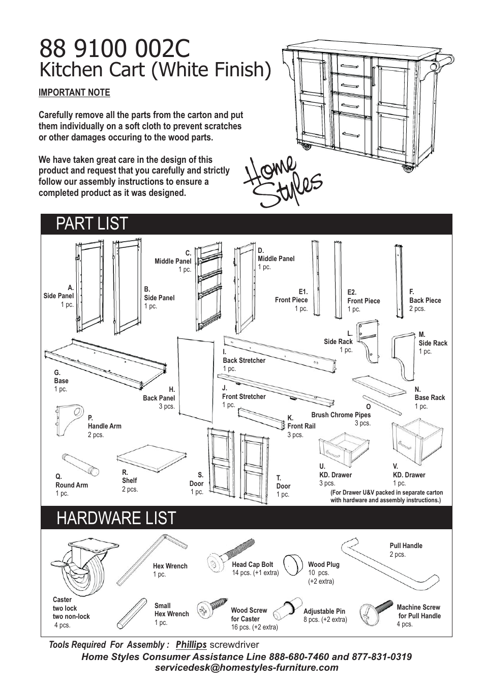 Home Styles 9100-1026G User Manual | 5 pages