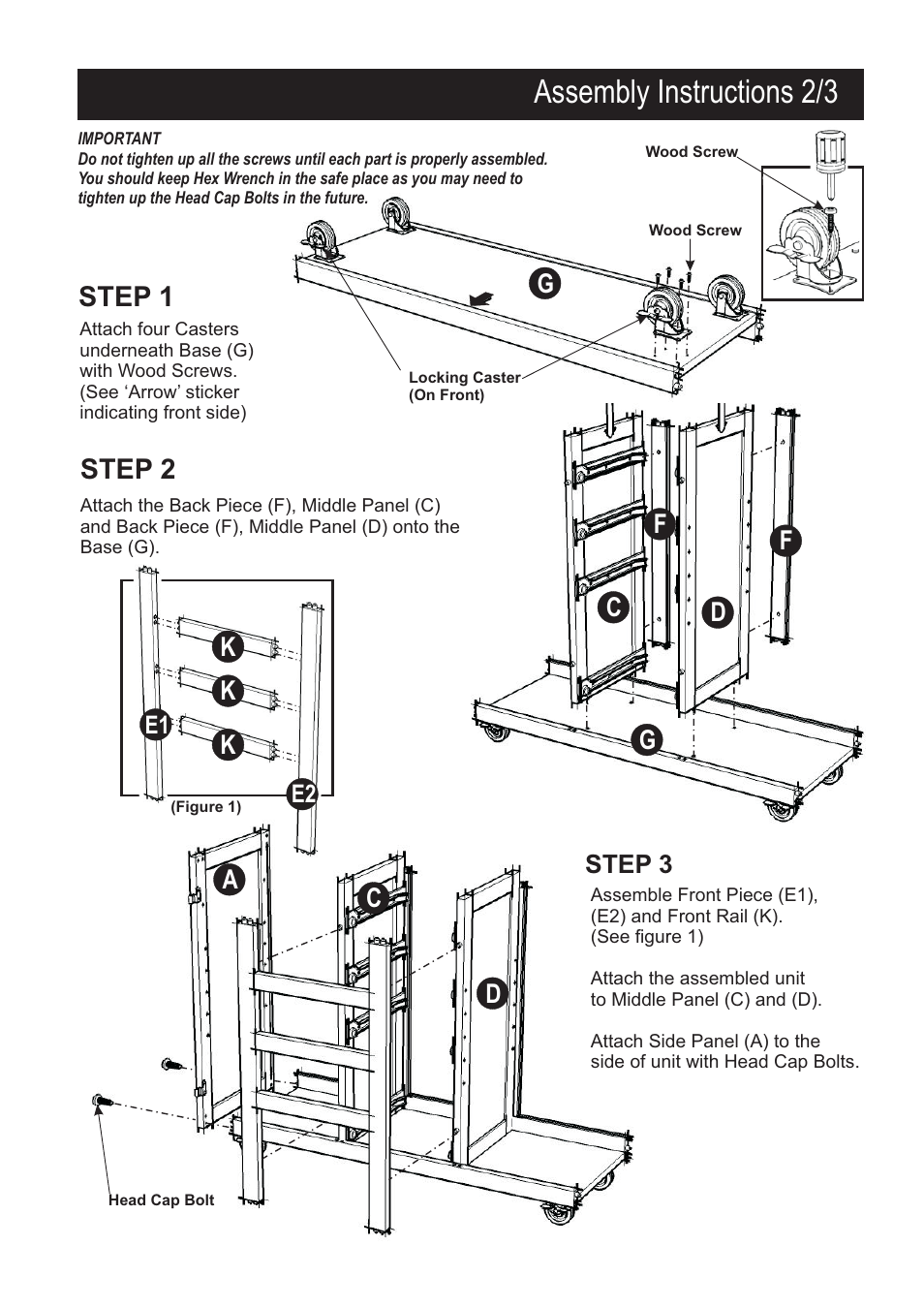 Assembly instructions 2/3, Step 1 step 2, Fc d | Home Styles 9100-1026G User Manual | Page 2 / 5