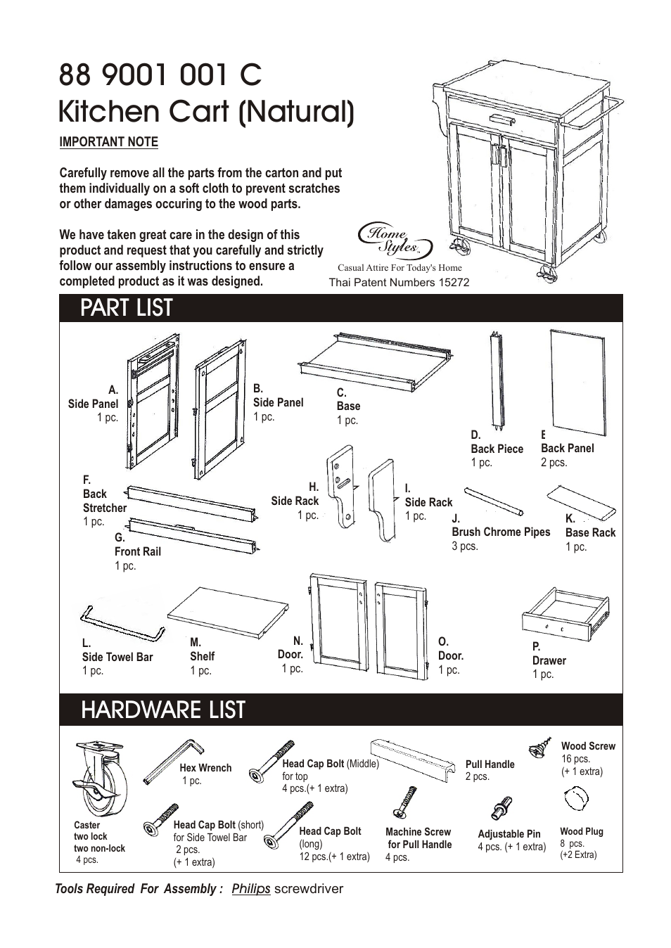 Home Styles 9001-0011 User Manual | 5 pages