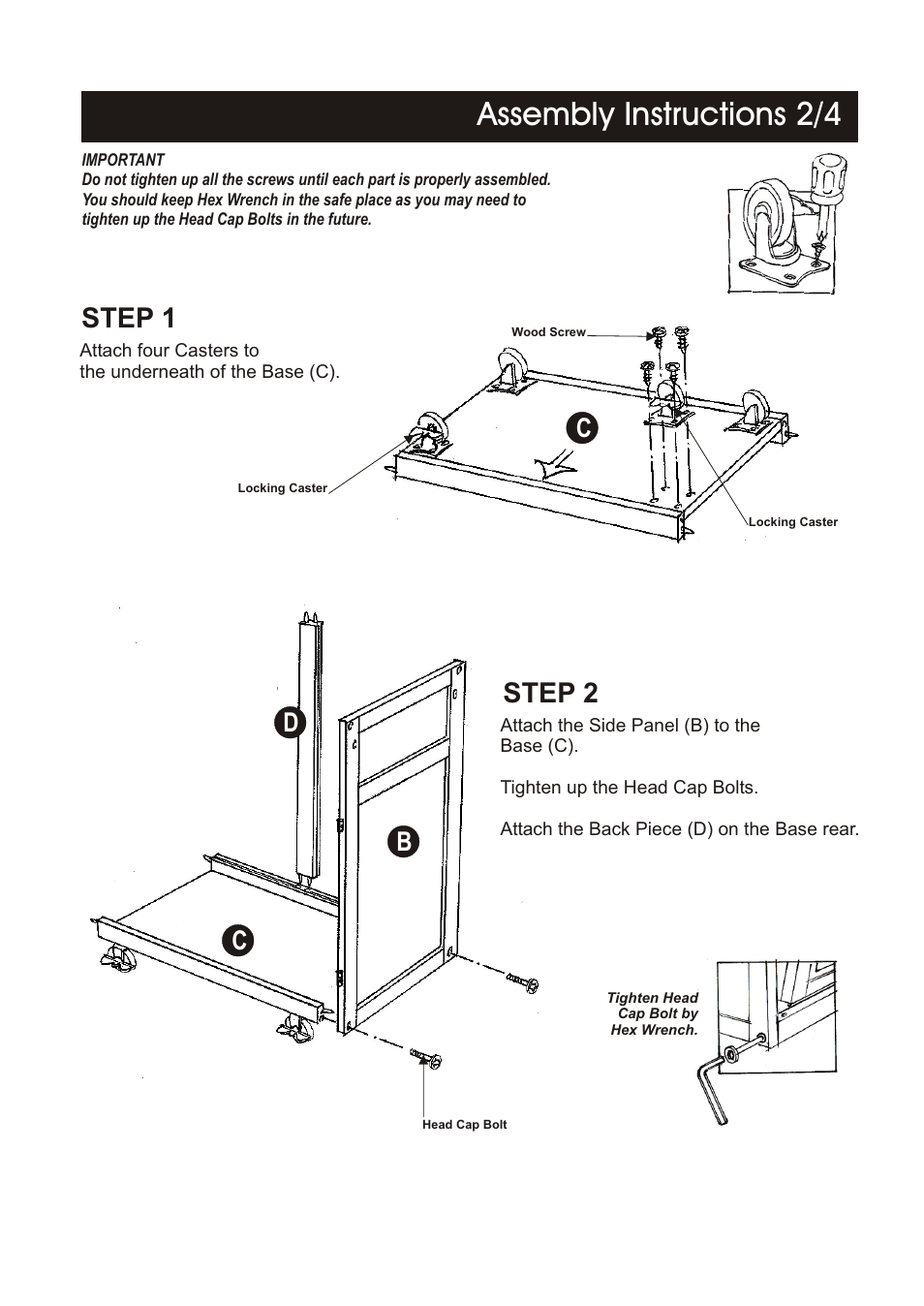 Assembly instructions 2/4, Step 1 step 2, Bd c c | Home Styles 9001-0011 User Manual | Page 2 / 5