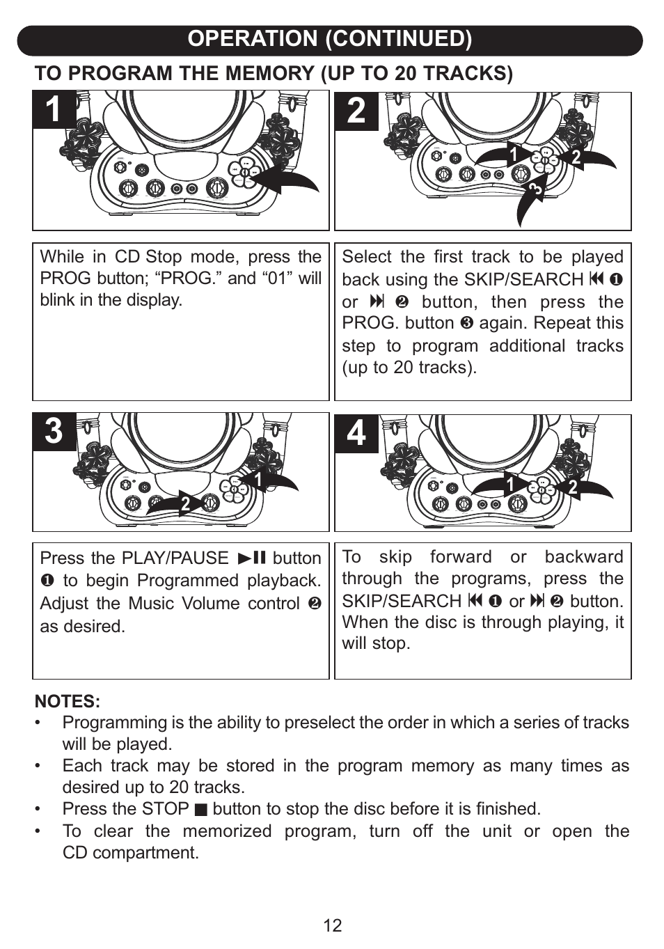 Operation (continued) | Emerson Radio Barbie BAR502 Floweroake CD Player with Dual Mircophone User Manual | Page 13 / 20