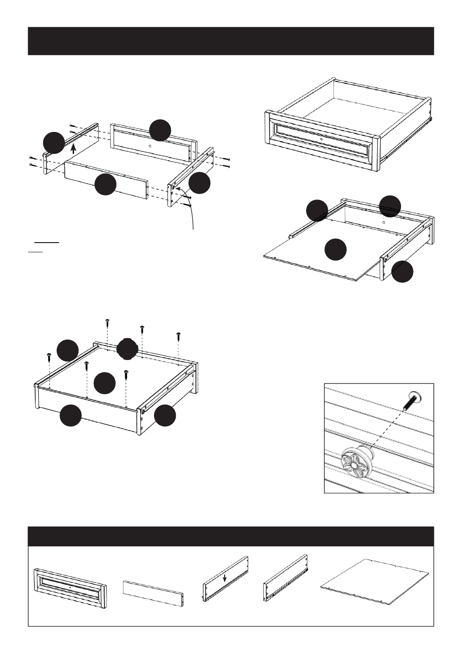 Drawer (q), Assembly instruction 8 / 8, Part list | Step 2, Step 1, Step 3, Step 4 | Home Styles 5542-94 User Manual | Page 8 / 9