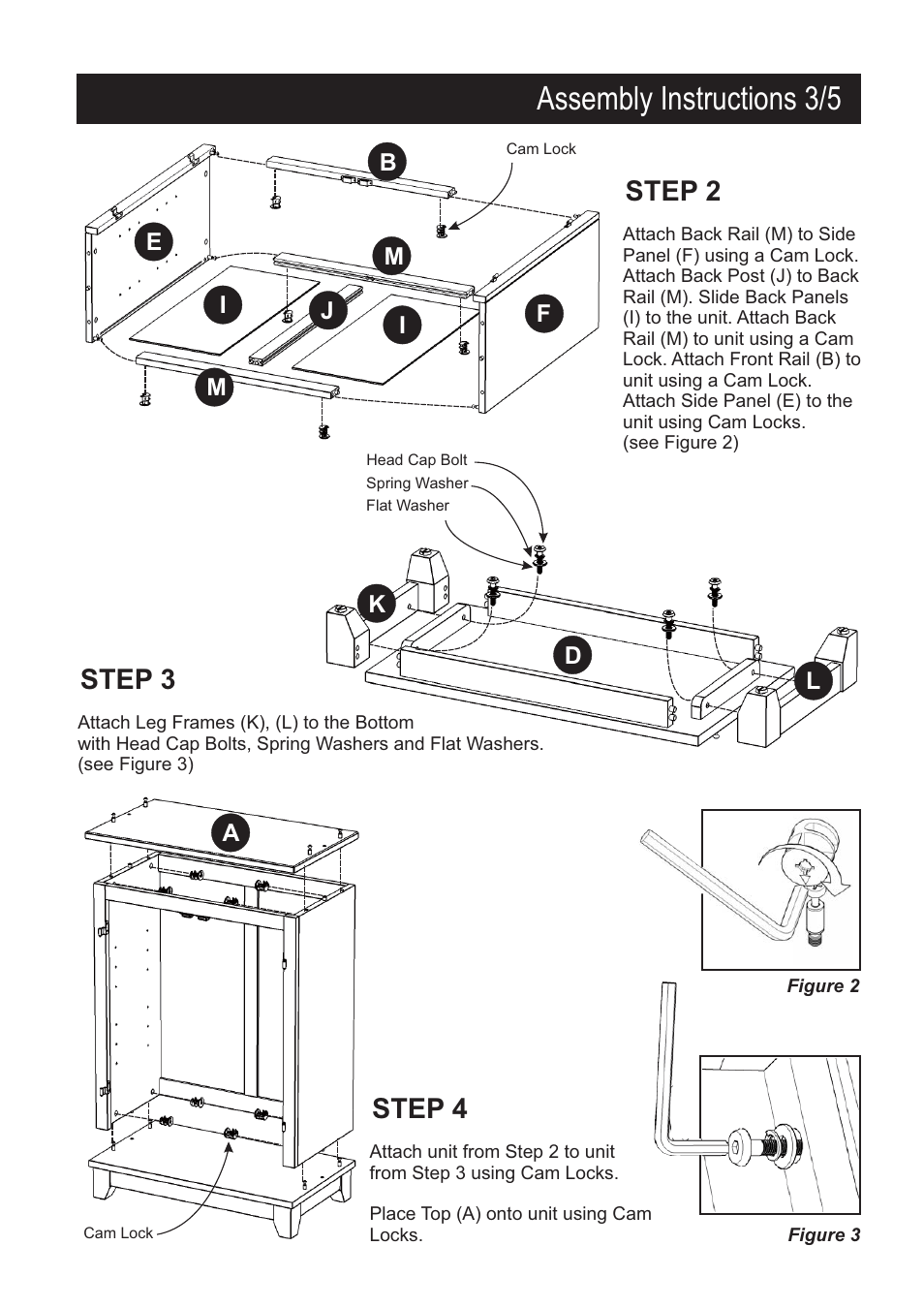 Assembly instructions 3/5, Step 2, Step 3 | Step 4 | Home Styles 5181-64 User Manual | Page 3 / 5