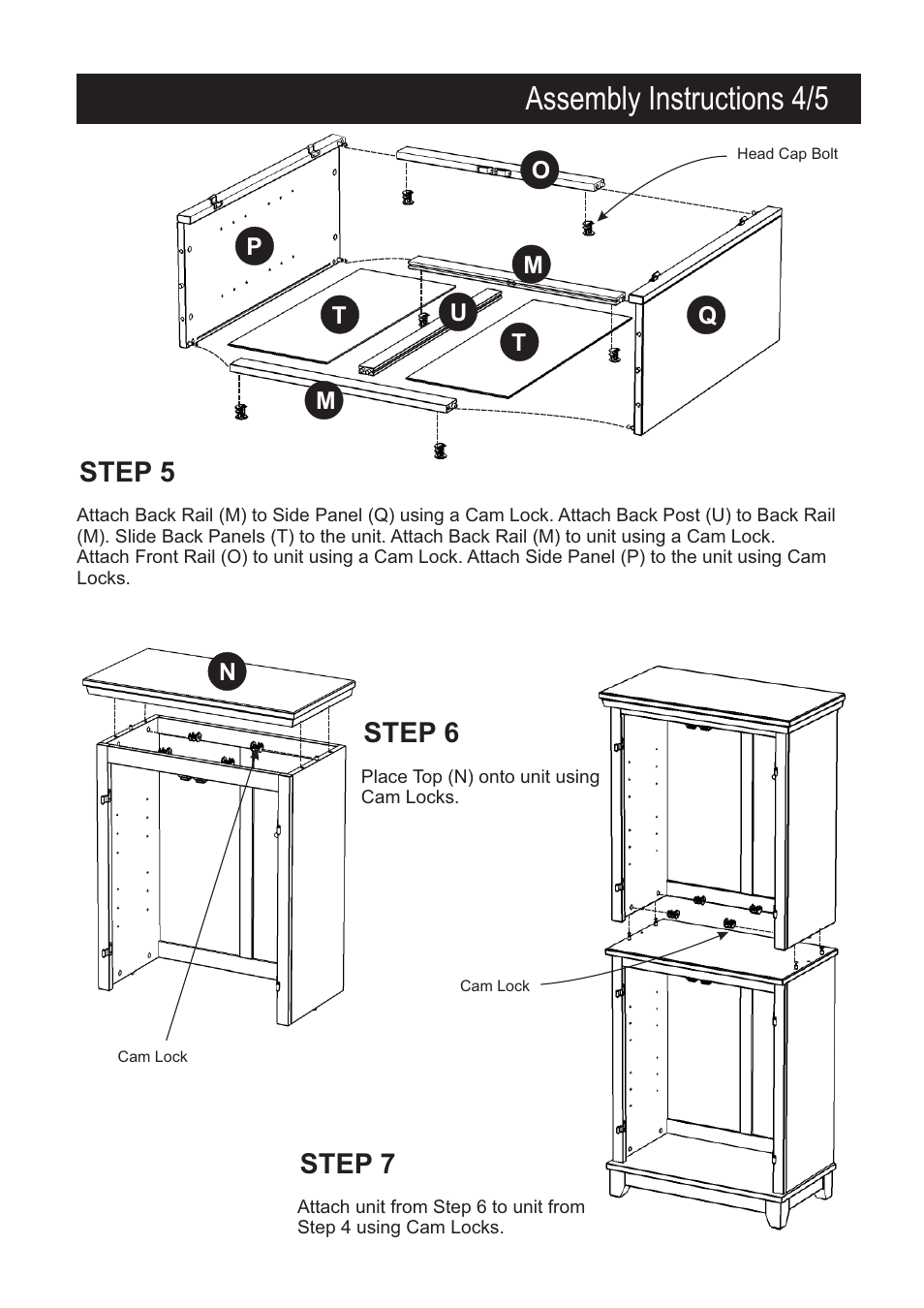 Assembly instructions 4/5, Step 5, Step 6 | Step 7 | Home Styles 5180-64 User Manual | Page 4 / 5