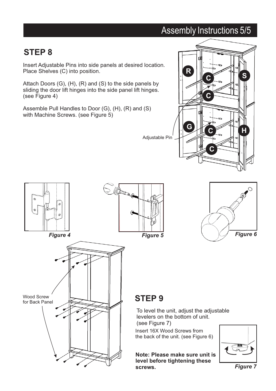 Assembly instructions 5/5, Step 9, Step 8 | Home Styles 5180-64 User Manual | Page 5 / 5