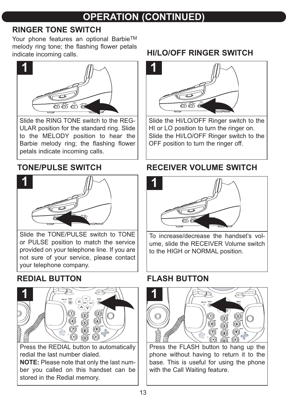 Operation (continued) | Emerson Radio Barbie BLOSSOM PHONE BAR550 User Manual | Page 14 / 24