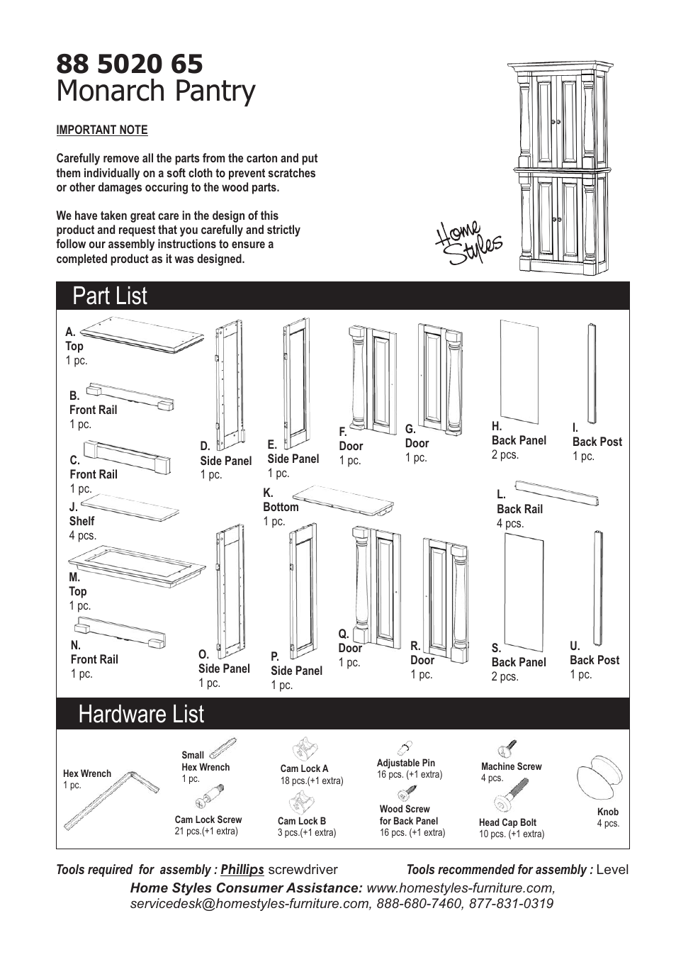 Home Styles 5020-65 User Manual | 6 pages