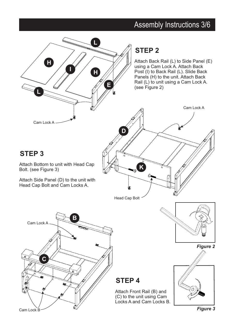 Assembly instructions 3/6, Step 4, Step 2 | Step 3 | Home Styles 5020-65 User Manual | Page 3 / 6