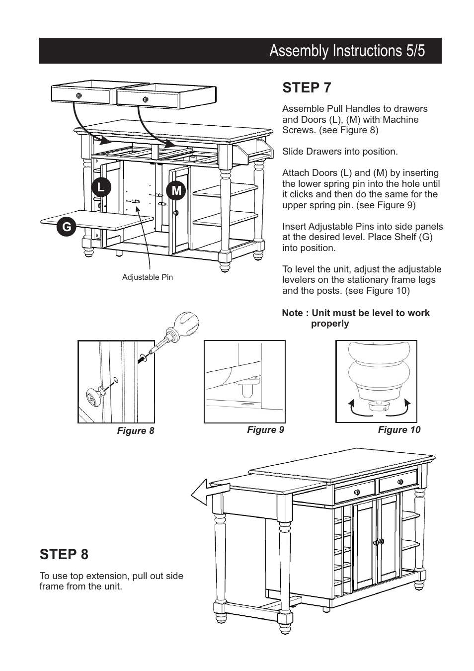 Assembly instructions 5/5, Step 8, Step 7 | Home Styles 5012-94 User Manual | Page 6 / 6