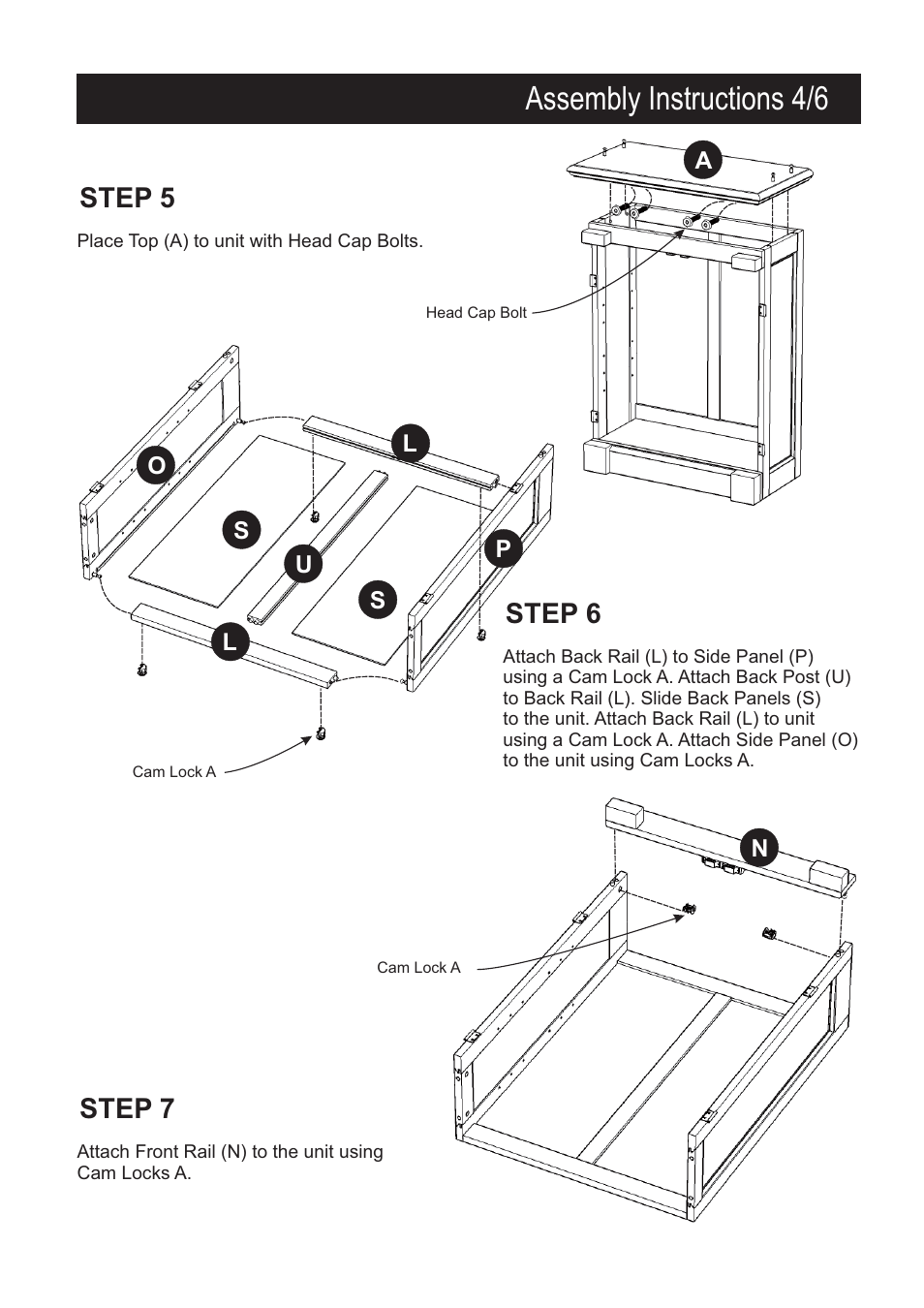 Assembly instructions 4/6, Step 7, Step 6 | Step 5 | Home Styles 5008-65 User Manual | Page 4 / 6