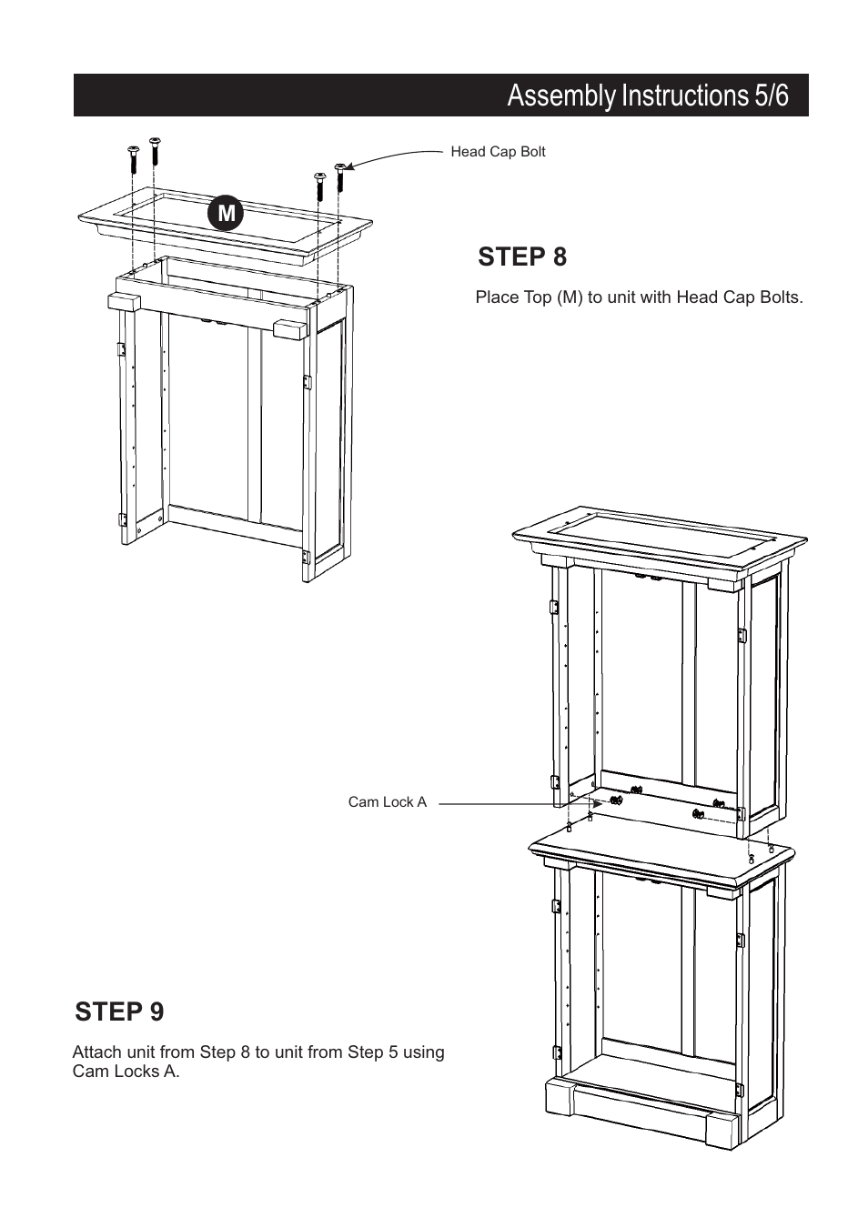 Assembly instructions 5/6, Step 9, Step 8 | Home Styles 5008-65 User Manual | Page 5 / 6