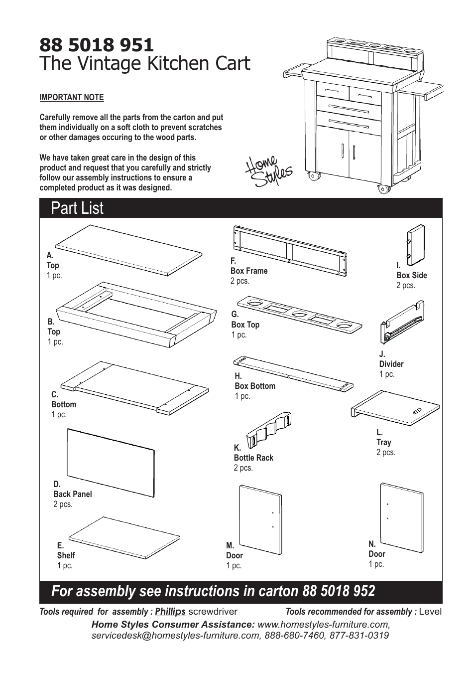 Home Styles 5018-95 User Manual | 9 pages