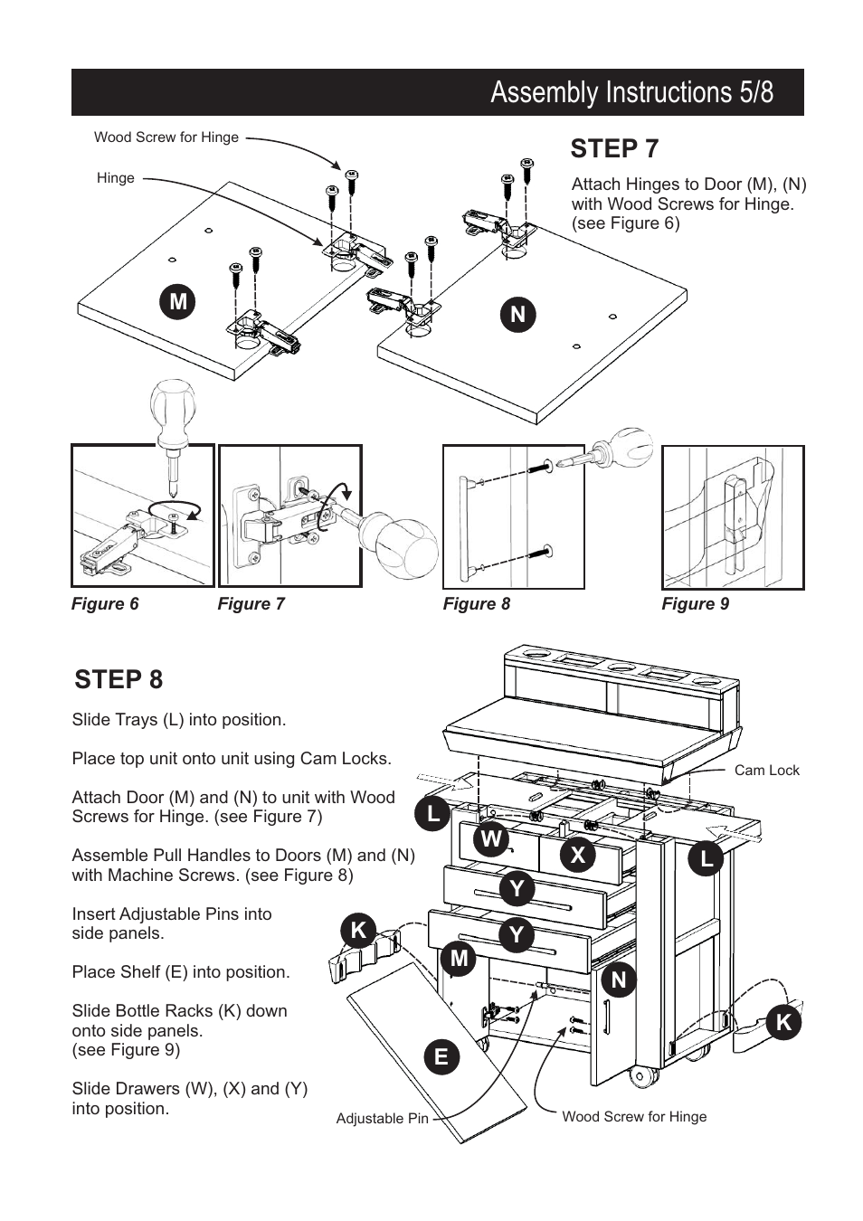 Assembly instructions 5/8, Step 7, Step 8 | Home Styles 5018-95 User Manual | Page 6 / 9