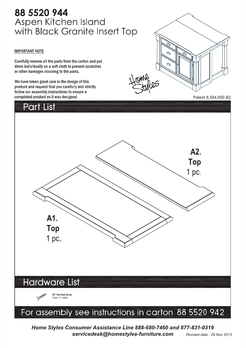 Home Styles 5520-945 User Manual | 3 pages