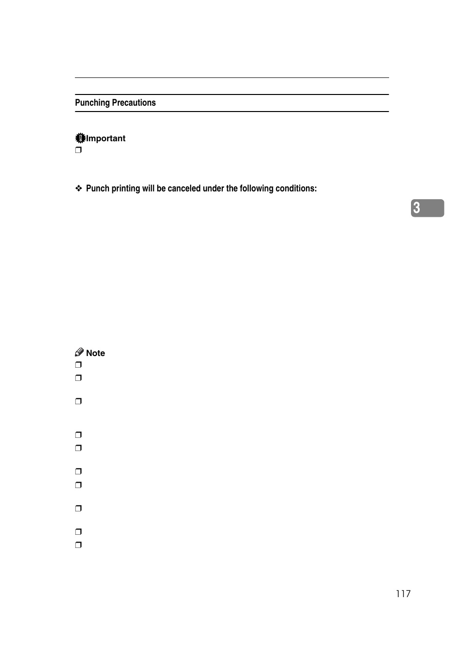 Punching precautions | Ricoh 7500 User Manual | Page 125 / 158