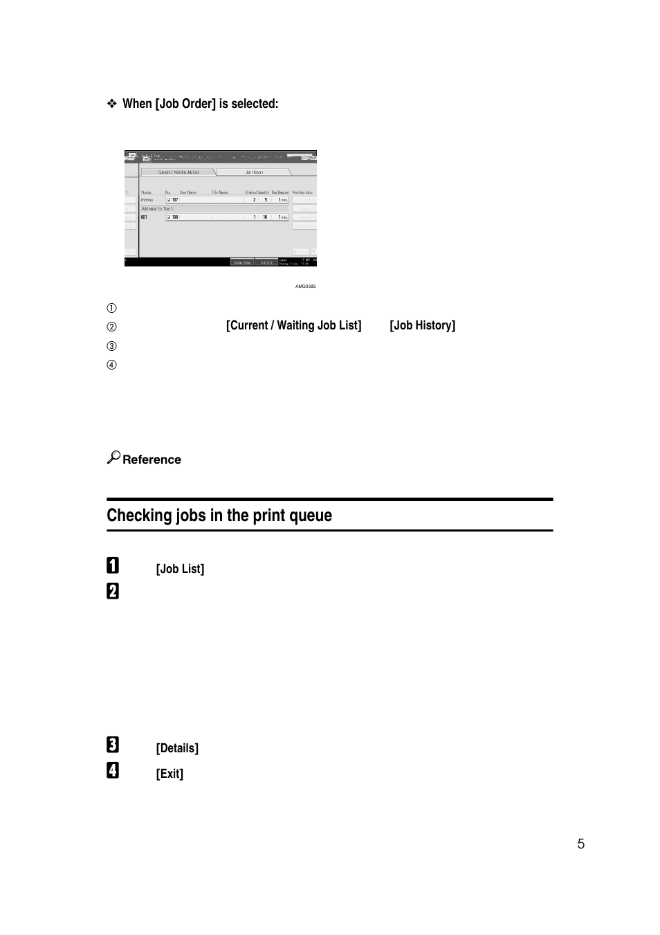 Checking jobs in the print queue | Ricoh 7500 User Manual | Page 13 / 158