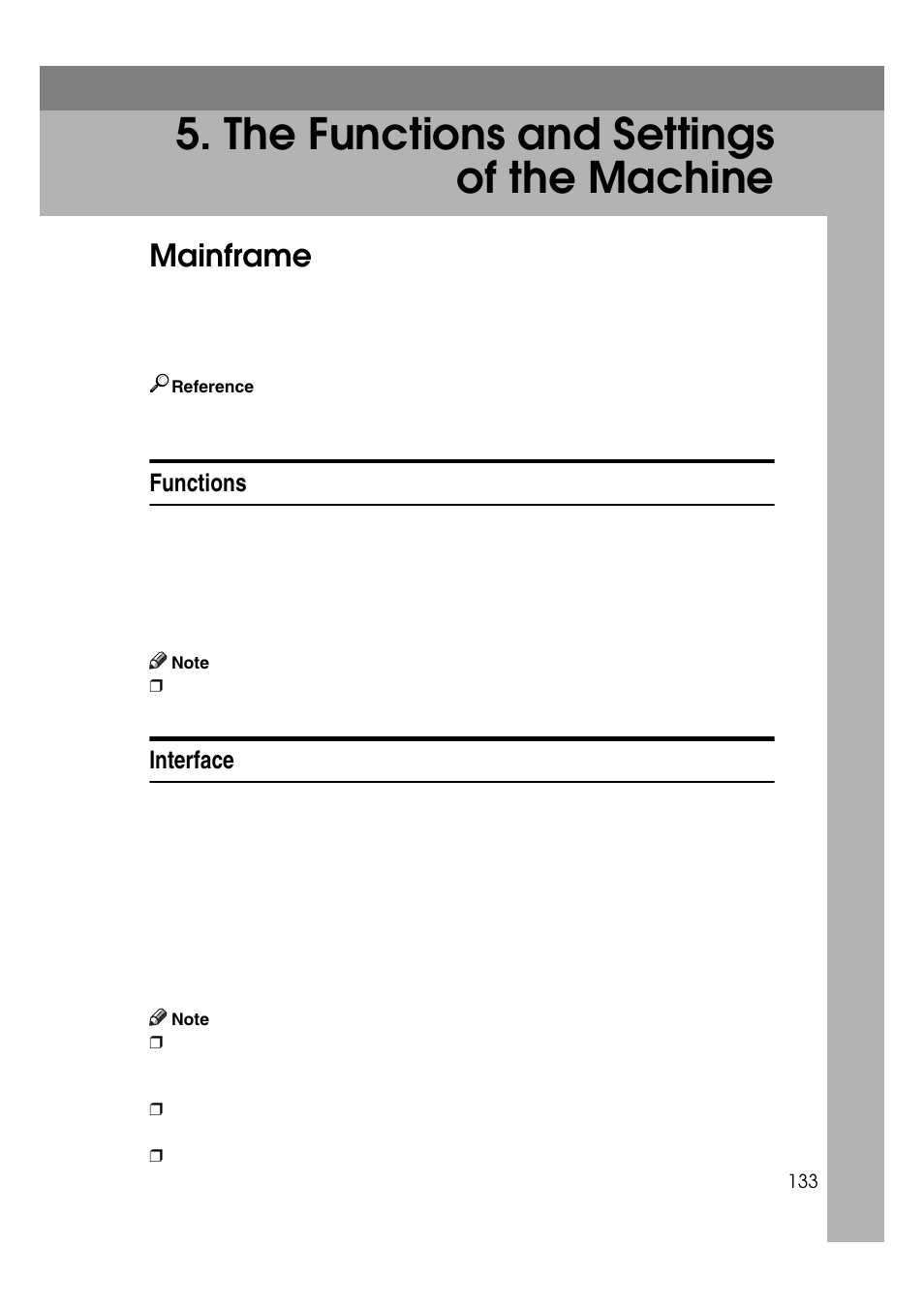 The functions and settings of the machine, Mainframe, Functions | Interface, Functions interface | Ricoh 7500 User Manual | Page 141 / 158