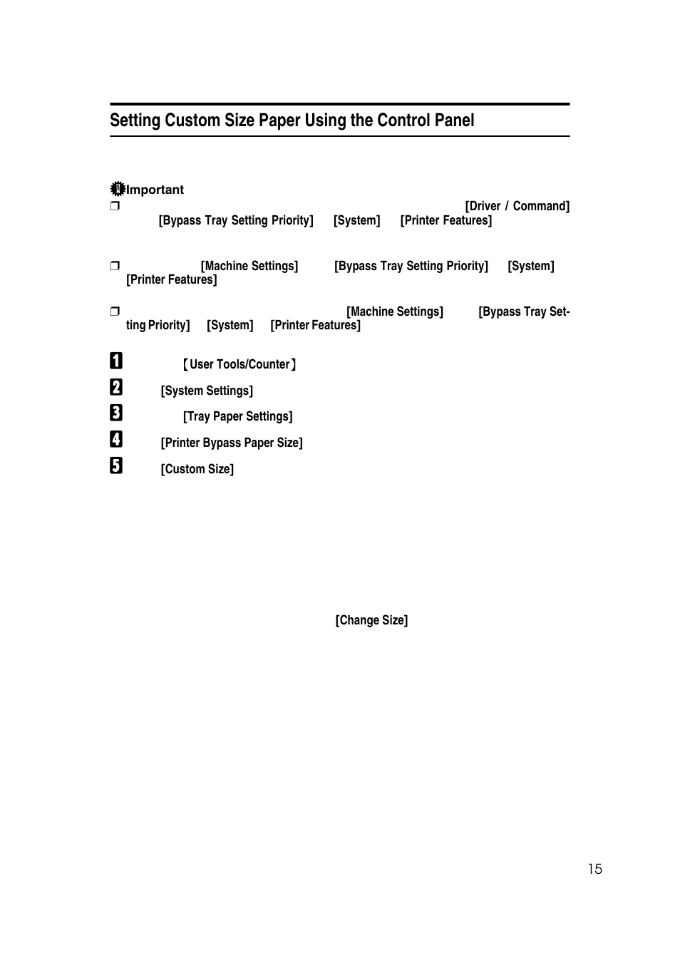 Setting custom size paper using the control panel | Ricoh 7500 User Manual | Page 23 / 158