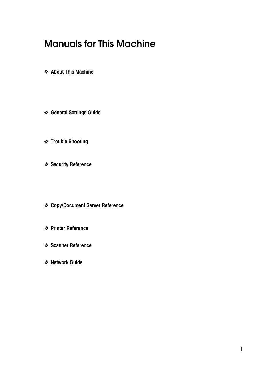 Manuals for this machine | Ricoh 7500 User Manual | Page 3 / 158