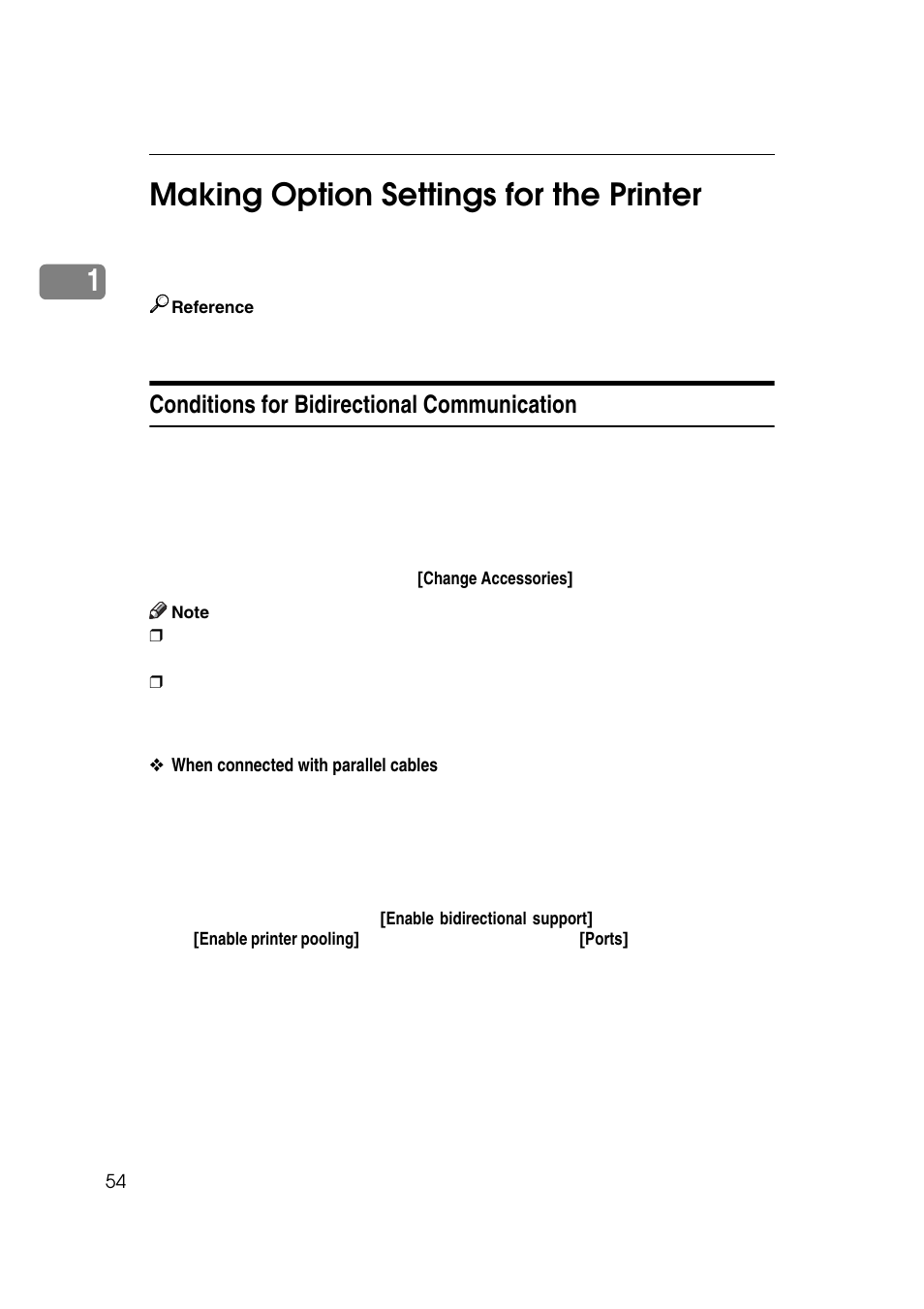 Making option settings for the printer, Conditions for bidirectional communication, 1making option settings for the printer | Ricoh 7500 User Manual | Page 62 / 158
