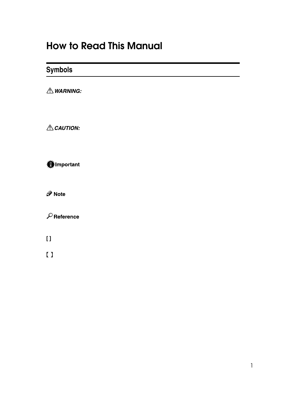 How to read this manual, Symbols | Ricoh 7500 User Manual | Page 9 / 158