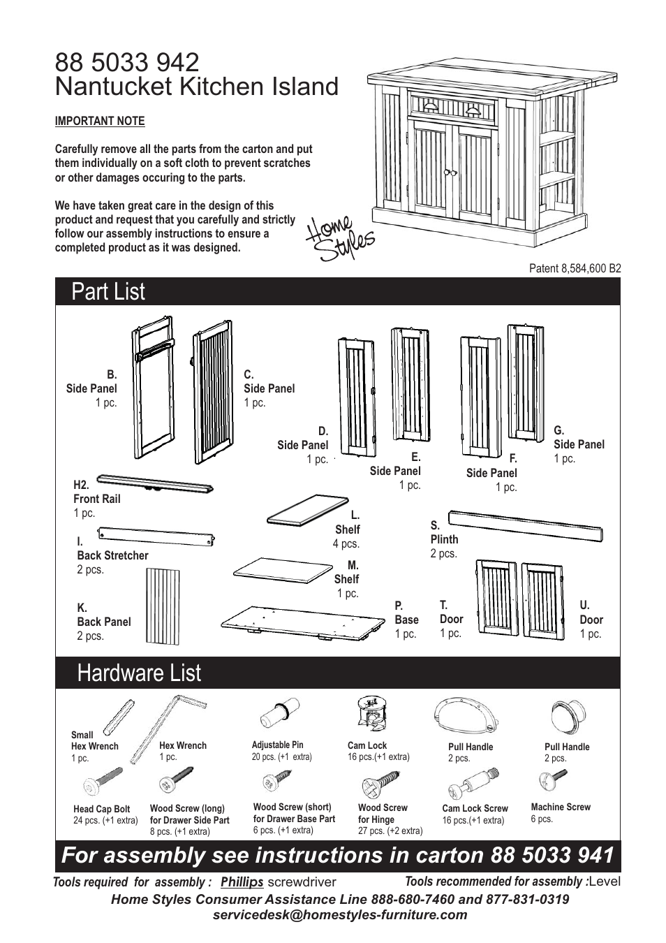 Home Styles 5033-94 User Manual | 6 pages
