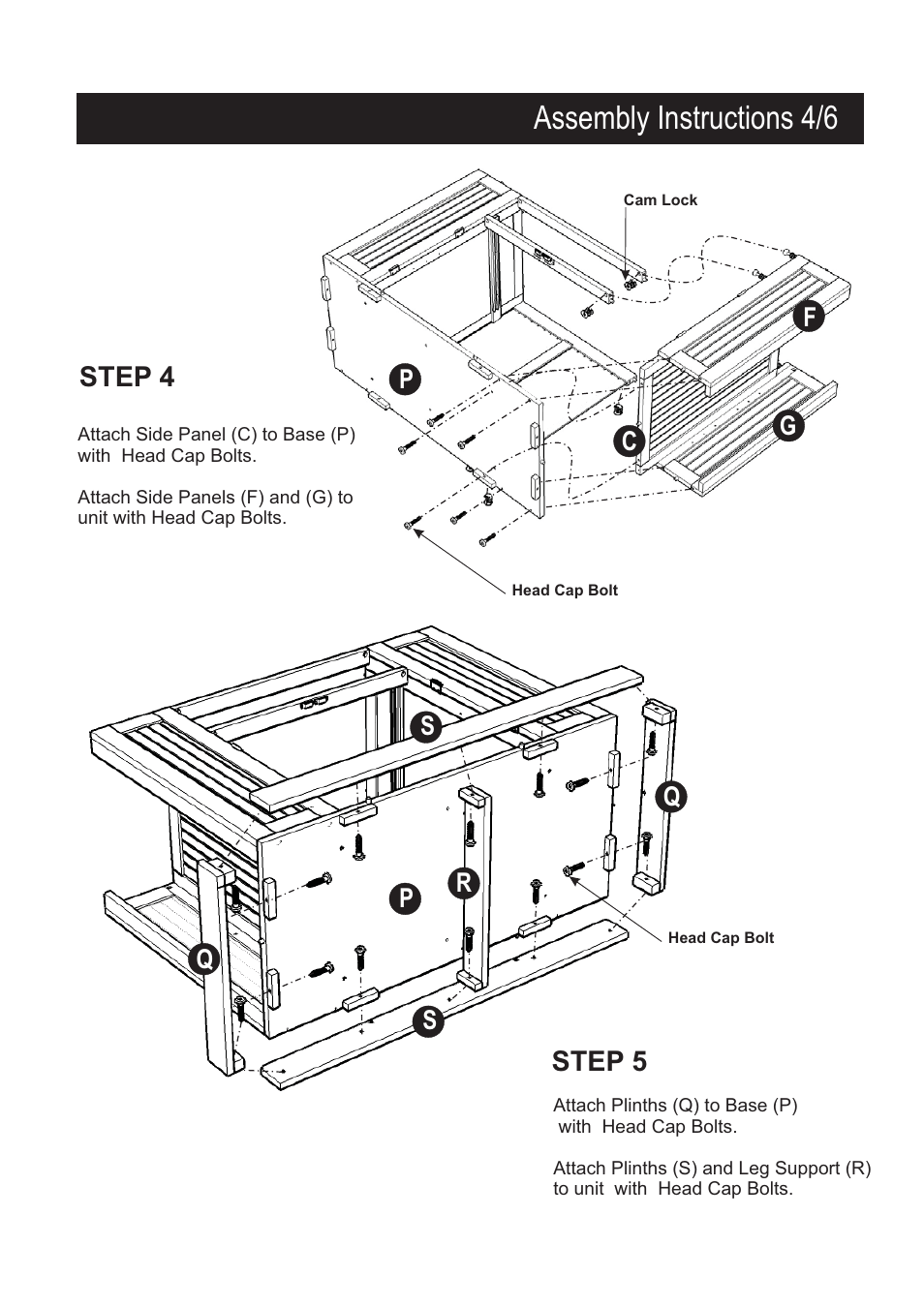 Assembly instructions 4/6, Step 4, Step 5 | Home Styles 5033-94 User Manual | Page 4 / 6