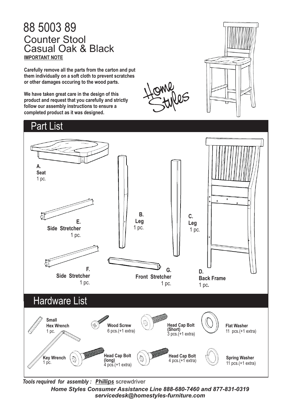 Home Styles 5003-89 User Manual | 2 pages