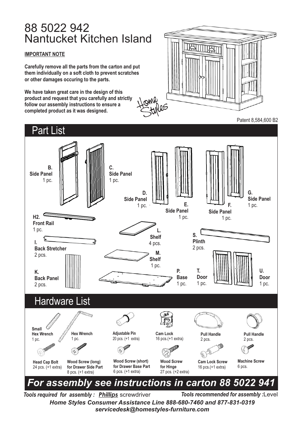 Home Styles 5022-94 User Manual | 6 pages