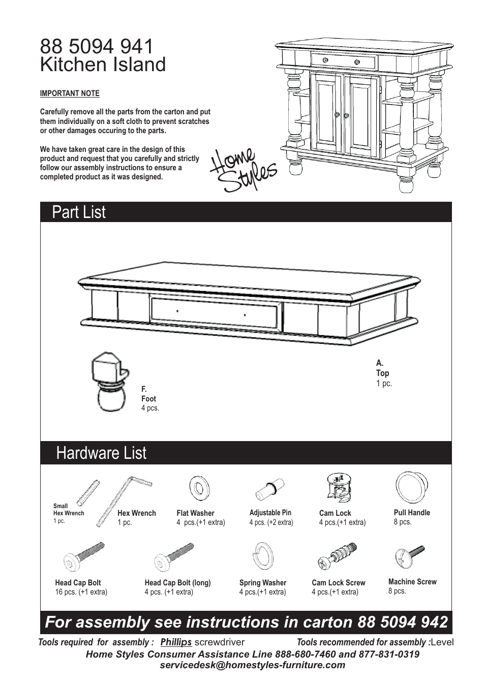 Home Styles 5094-94 User Manual | 5 pages