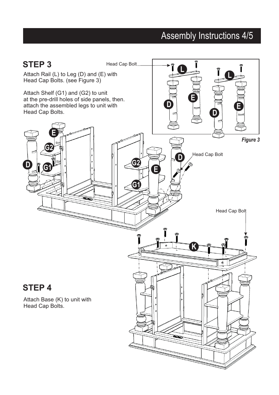 Assembly instructions 4/5, Step 3, Step 4 | Home Styles 5094-94 User Manual | Page 4 / 5