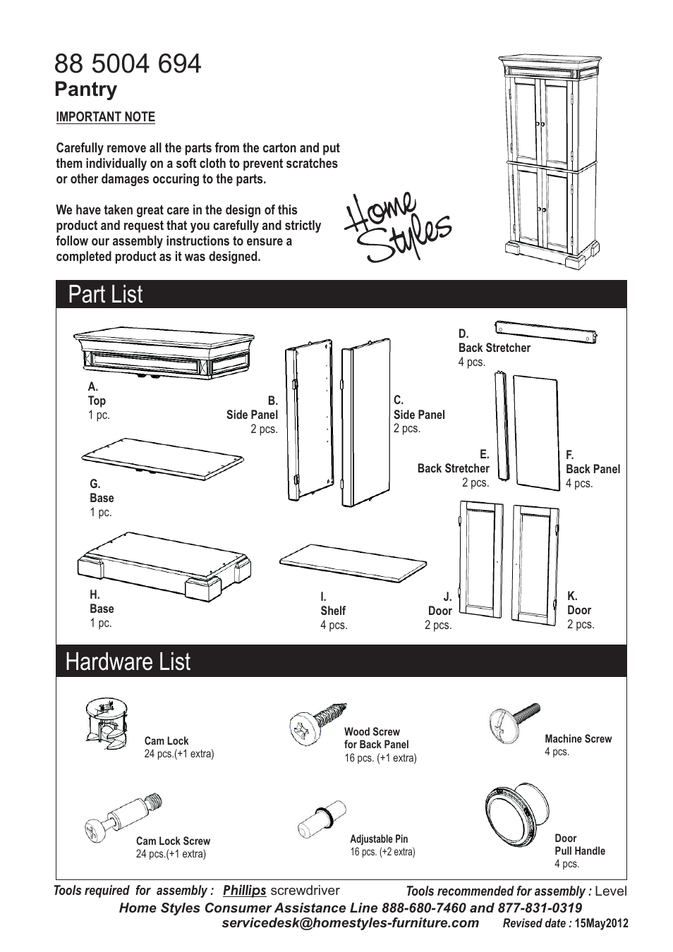 Home Styles 5004-69 User Manual | 5 pages