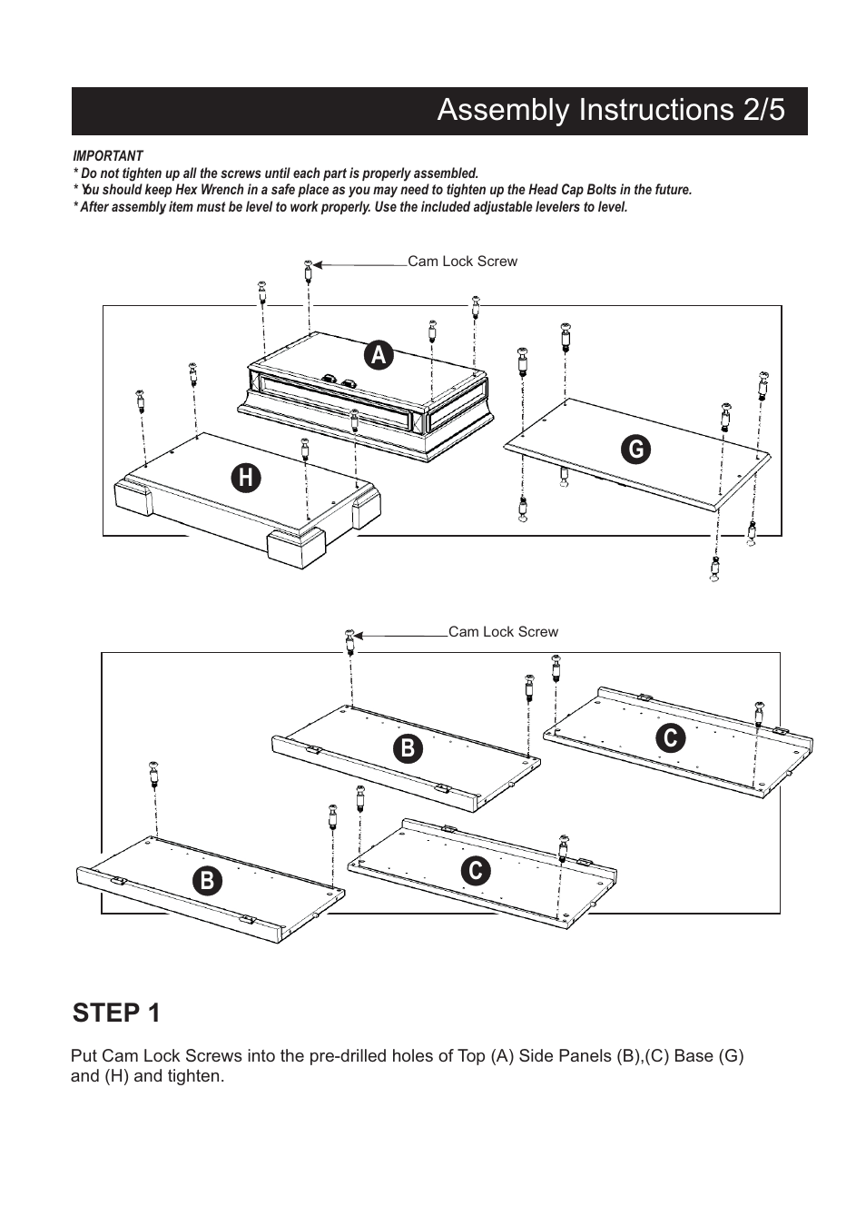 Assembly instructions 2/5, Step 1 | Home Styles 5004-69 User Manual | Page 2 / 5