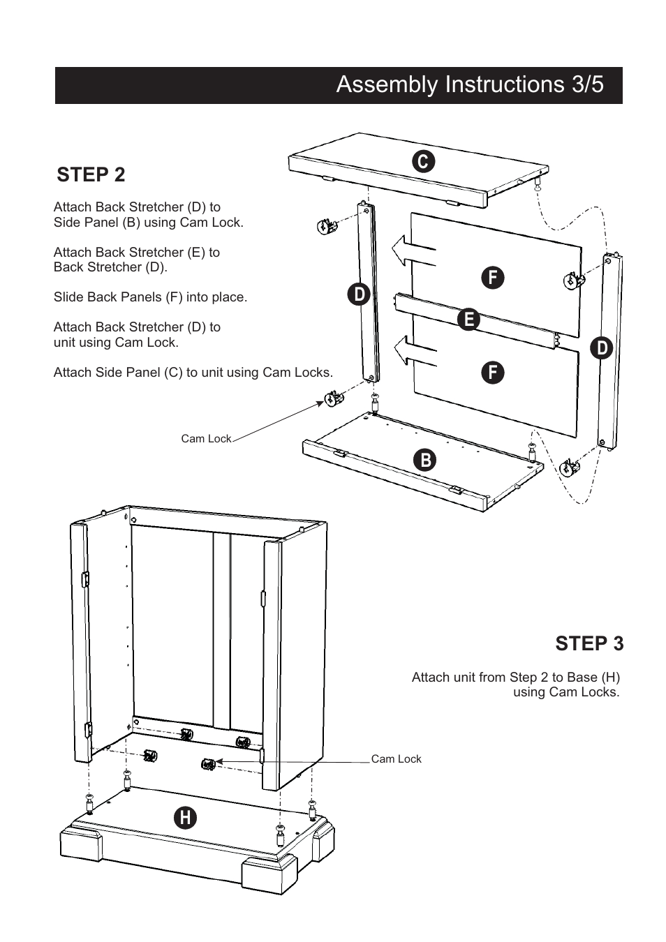 Assembly instructions 3/5, Step 2, Step 3 | Home Styles 5004-69 User Manual | Page 3 / 5