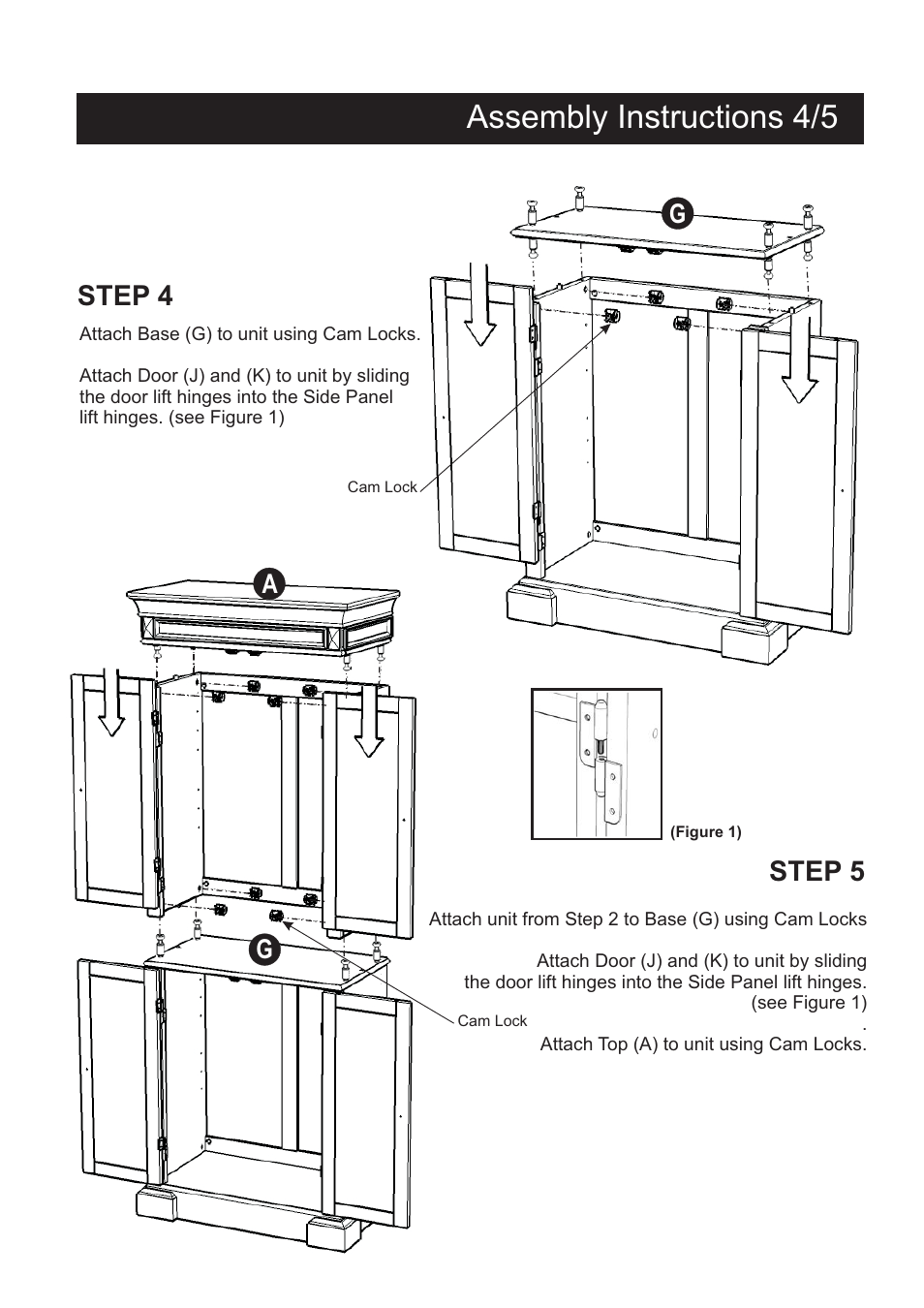 Assembly instructions 4/5, Step 4, Step 5 | Ga g | Home Styles 5004-69 User Manual | Page 4 / 5