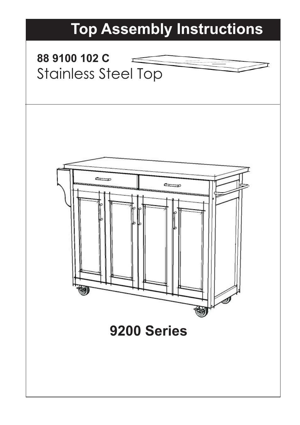 Top assembly instructions | Home Styles 9100-1012 User Manual | Page 3 / 4