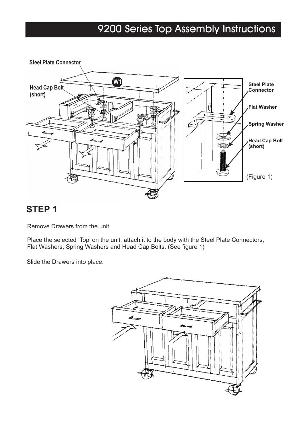 9200 series top assembly instructions, Step 1 | Home Styles 9100-1011 User Manual | Page 4 / 4