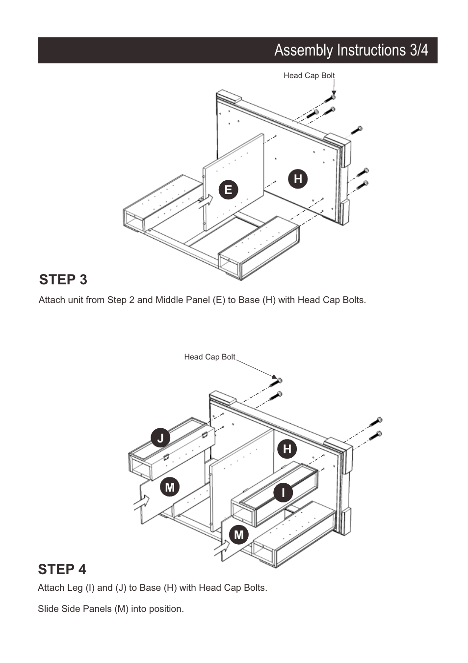 Assembly instructions 3/4, Step 3, Step 4 | Home Styles 5003-94 User Manual | Page 5 / 6