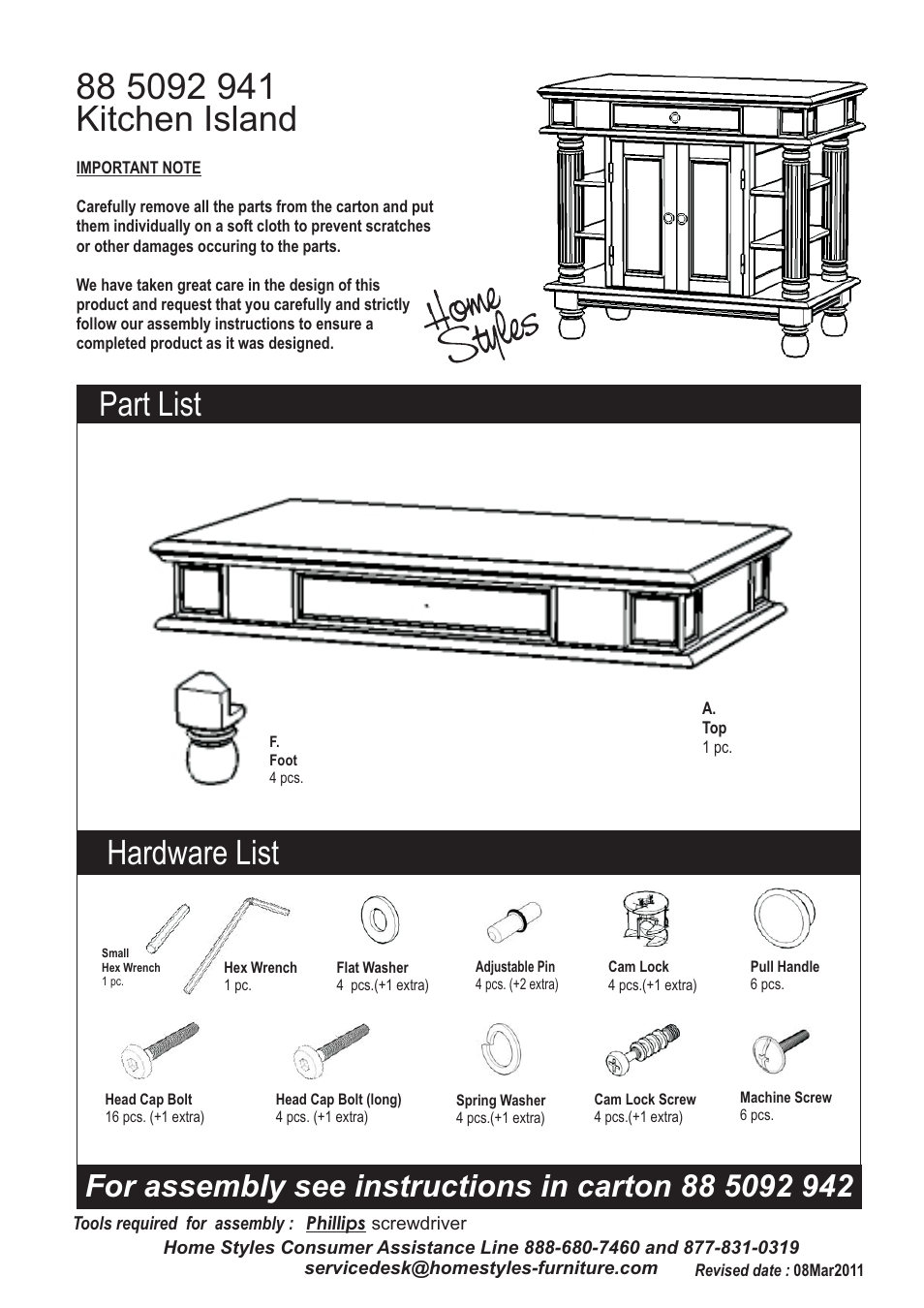 Home Styles 5092-94 User Manual | 5 pages