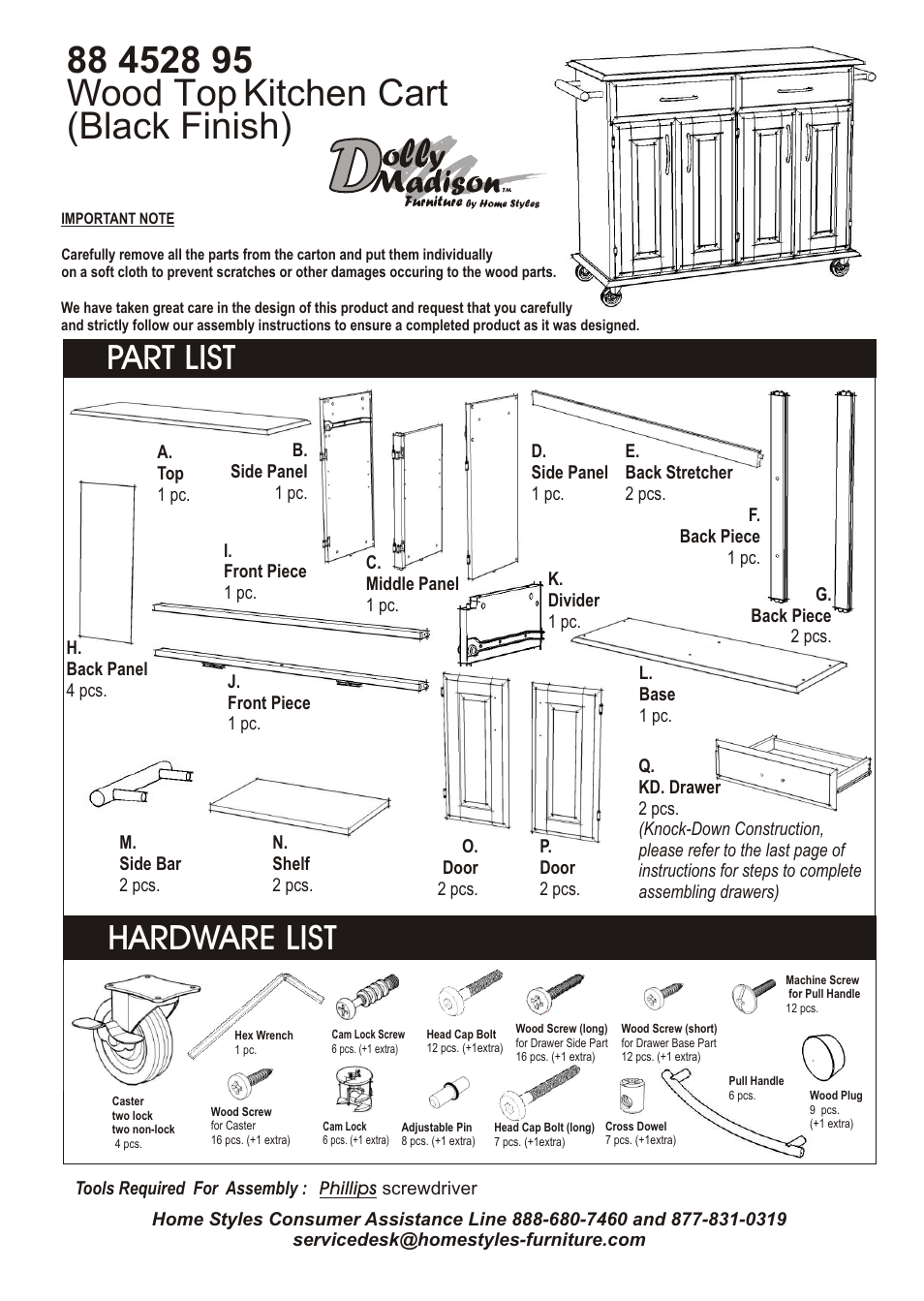 Home Styles 4528-95 User Manual | 5 pages