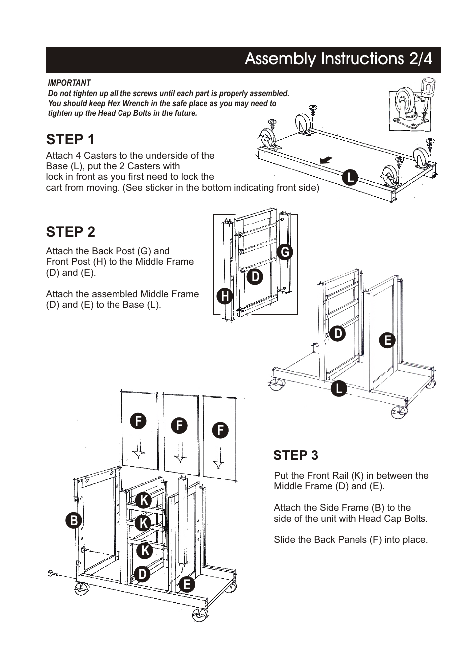 Assembly instructions 2/4 | Home Styles 5086-95 User Manual | Page 2 / 6