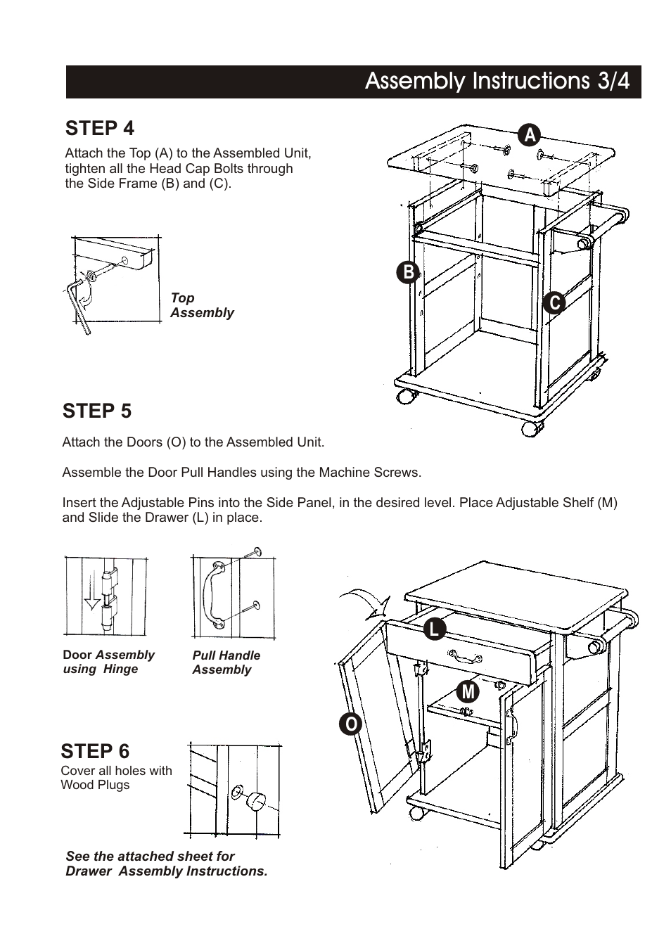 Assembly instructions 3/4, Step 4 step 5, Step 6 | Home Styles 5040-95 User Manual | Page 3 / 4
