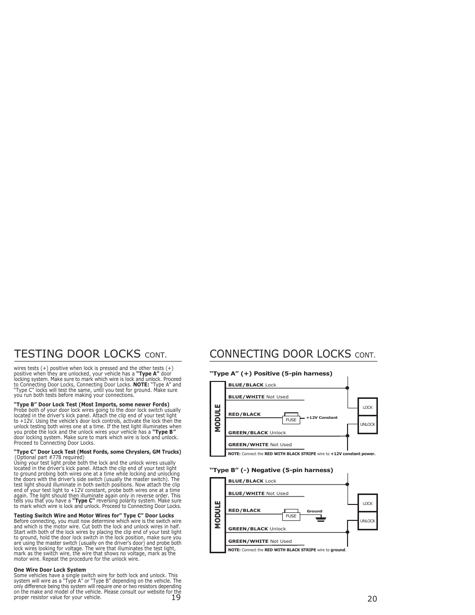 Testing door locks, Connecting door locks, Cont | Module | Bulldog Security 1402 User Manual | Page 10 / 14