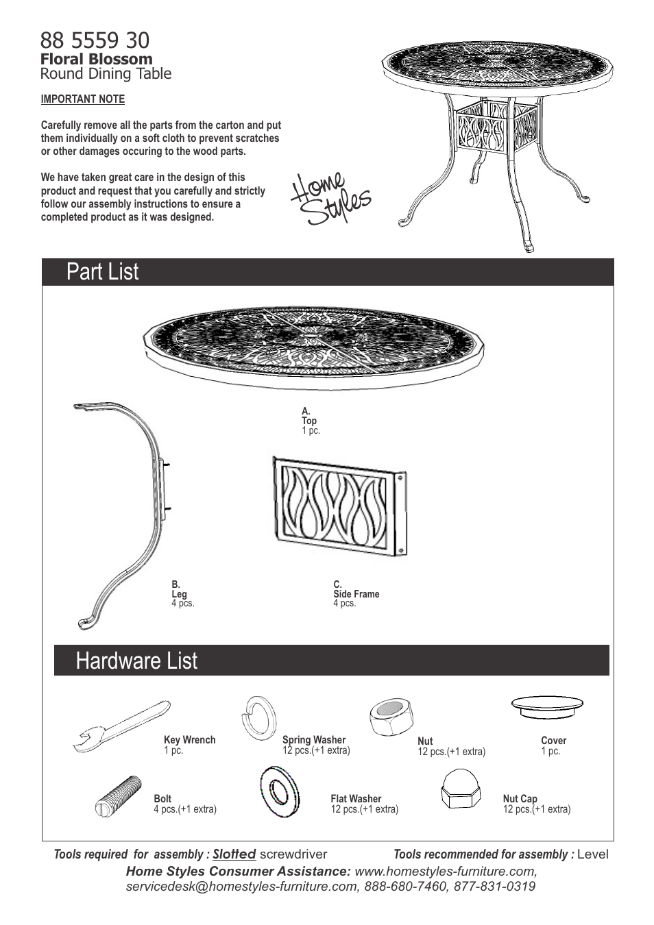 Home Styles 5559-30 User Manual | 2 pages