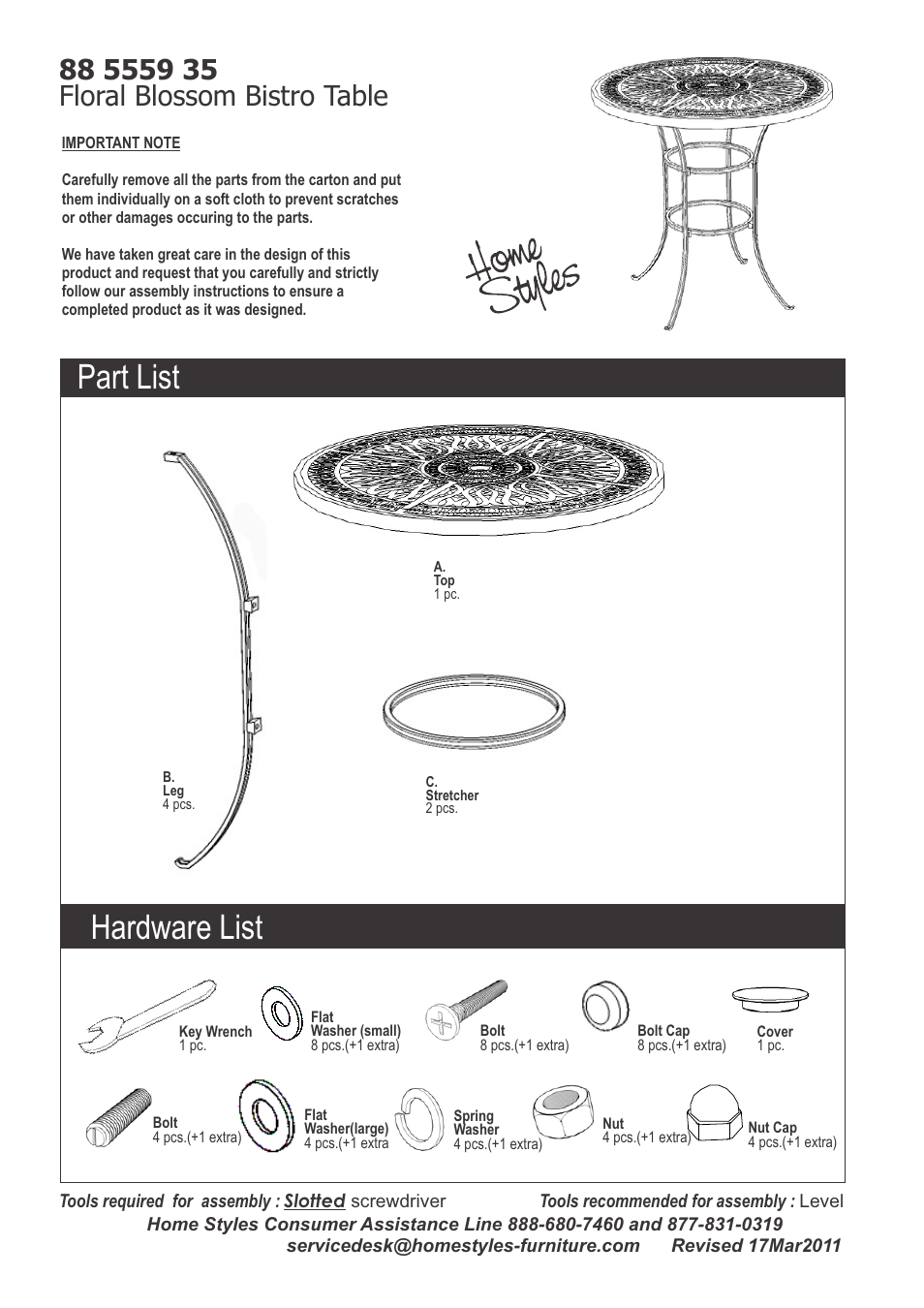 Home Styles 5559-35 User Manual | 2 pages