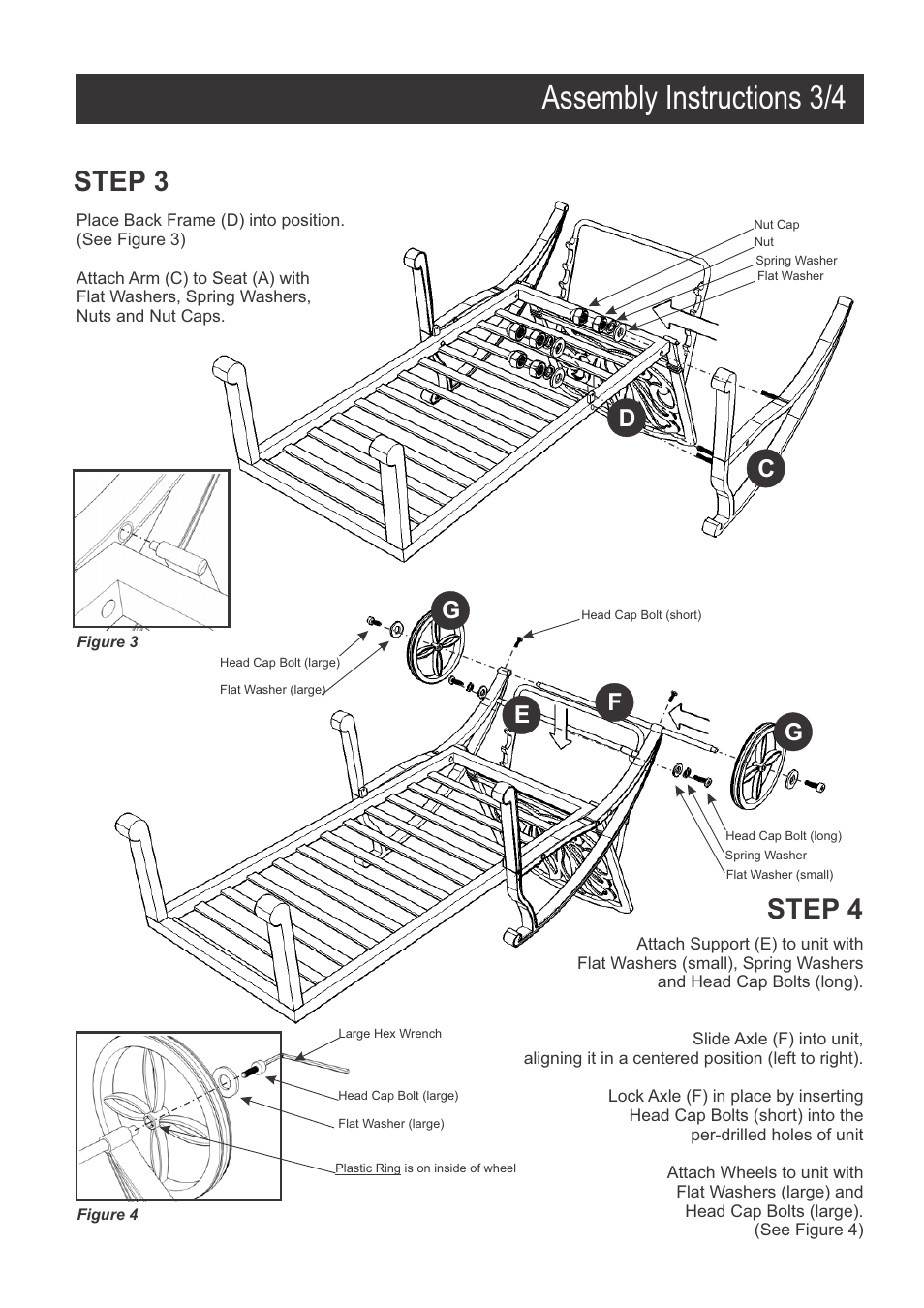 Assembly instructions 3/4, Step 3 step 4, Fe g g | Home Styles 5559-83 User Manual | Page 3 / 4