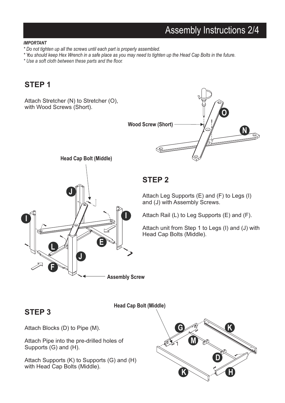 Assembly instructions 2/4 | Home Styles 5660-30 User Manual | Page 2 / 4