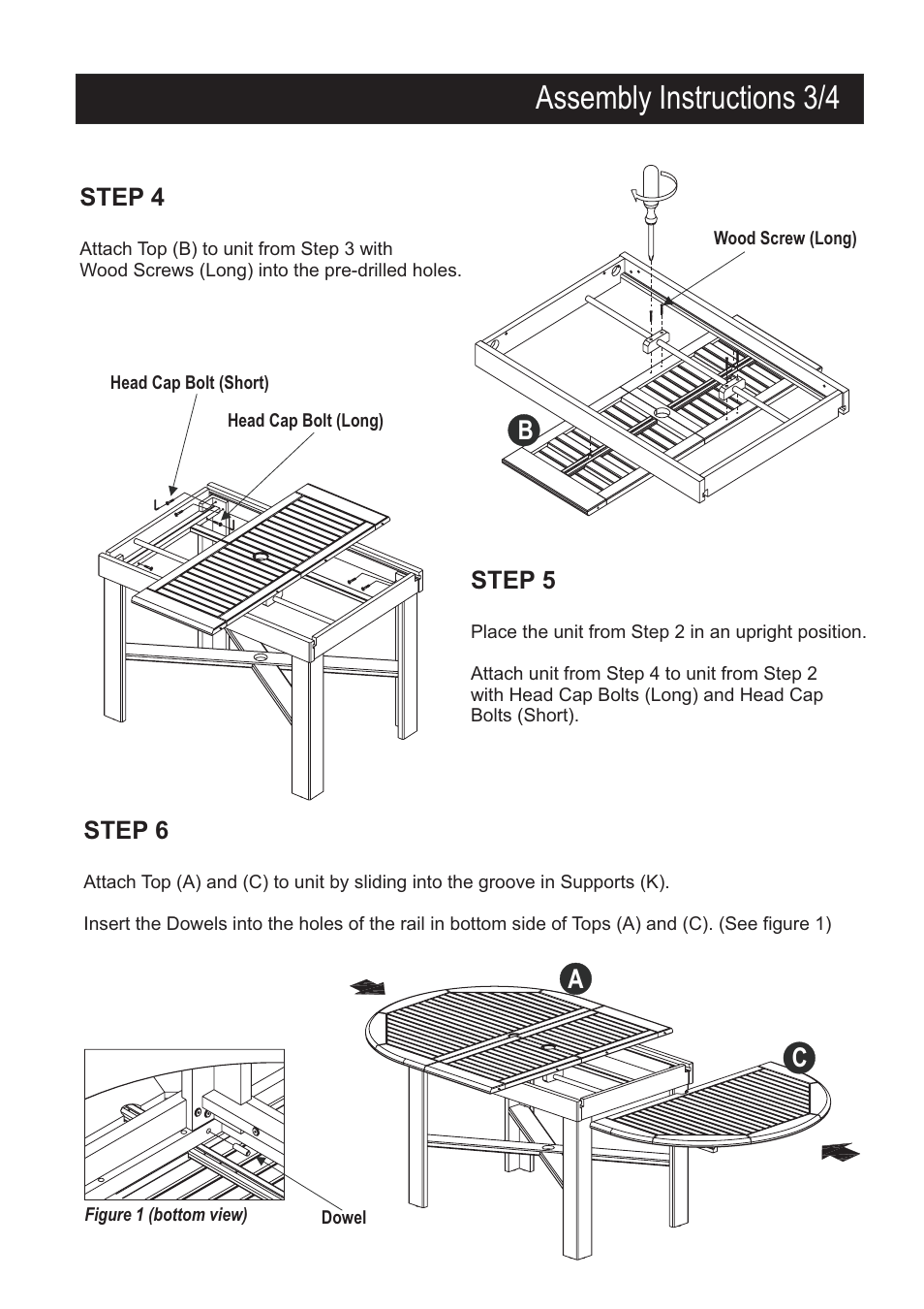 Assembly instructions 3/4 | Home Styles 5660-30 User Manual | Page 3 / 4